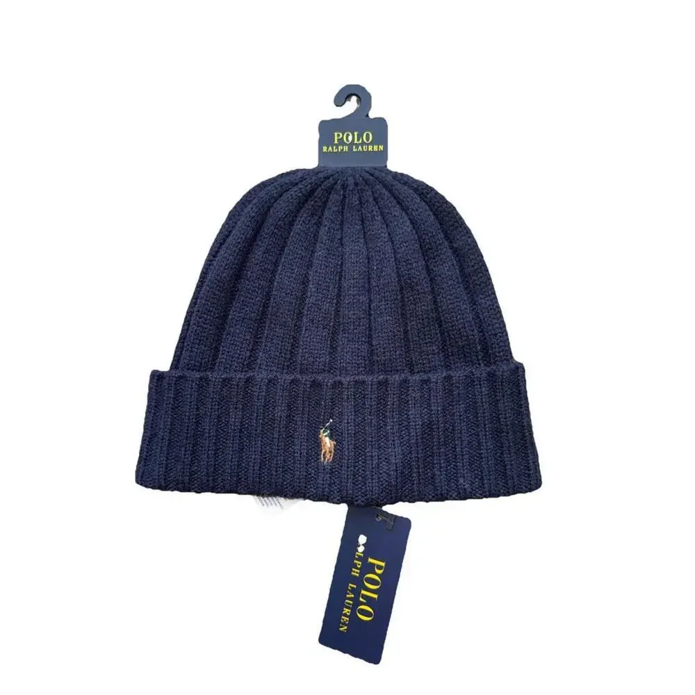 Polo Ralph Lauren Men's Ribbed Beanie Hat - Navy Blue, One Size New